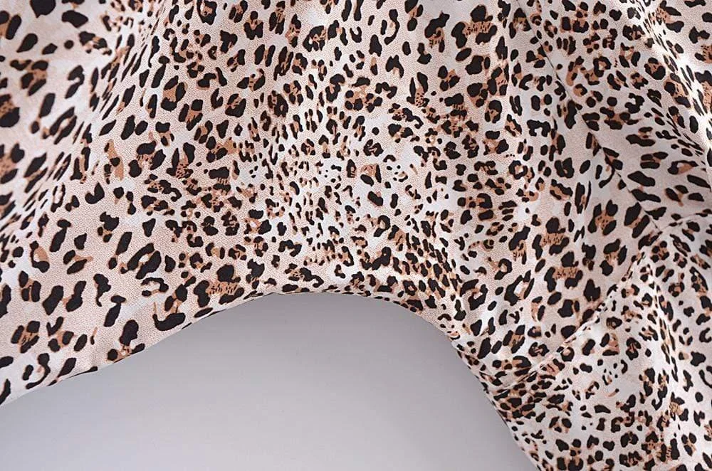 Leopard Print Cropped Blouse - Glova