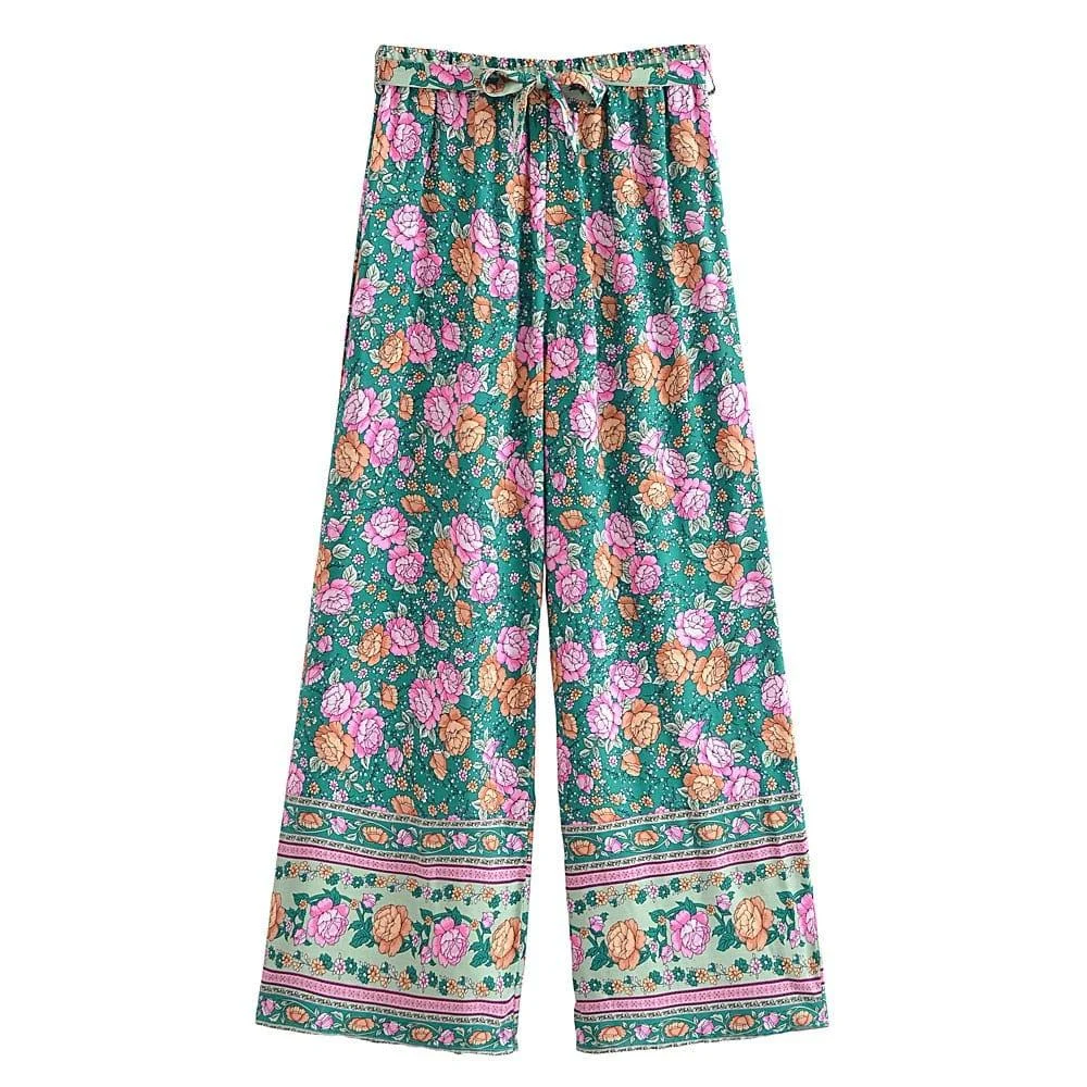 Leora Wide Leg Floral Pants - Glova