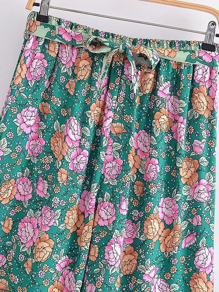 Leora Wide Leg Floral Pants - Glova