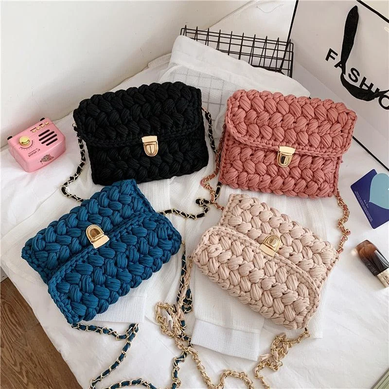 LeSac Mini Chunky Braid Knit Flap Bags - Glova