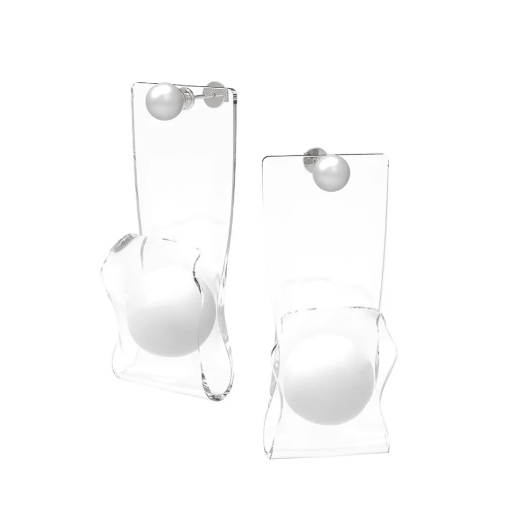 Lexi Clear Panel and Ball Abstract Stud Earrings - 2 Styles - Glova