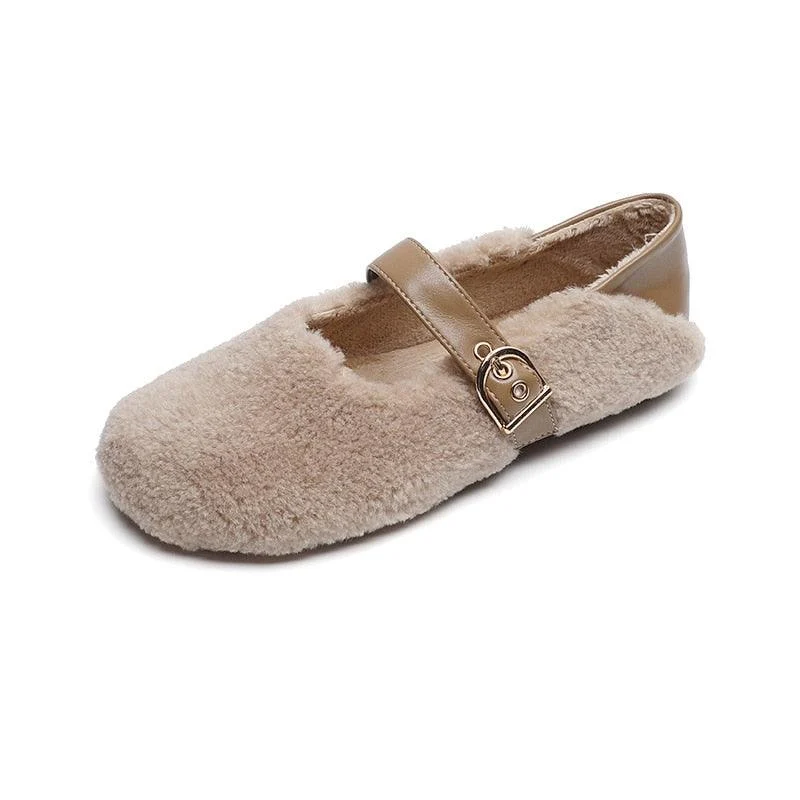 Lila Faux Fur Foldable Heel Ballet Flat Slippers - 3 Colors - Glova