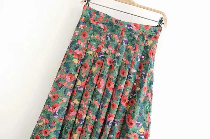 Lila Side Slit Floral Midi Skirts - Glova