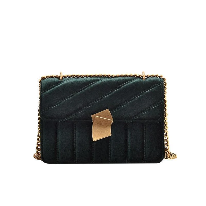 Lilith Luxe Velvet Chain Flap Bag - 4 Colors - Glova