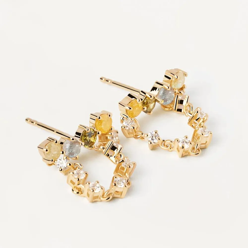 Lilou Gold Chain Zirconia earrings - Glova