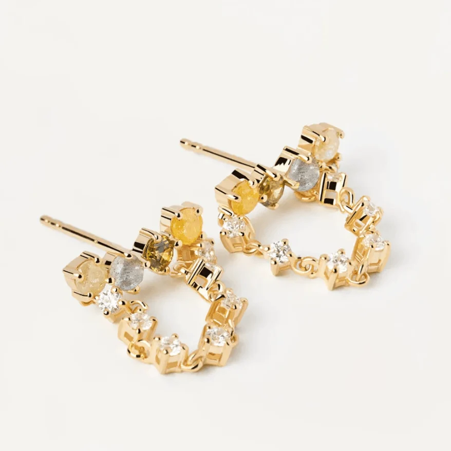 Lilou Gold Chain Zirconia earrings - Glova