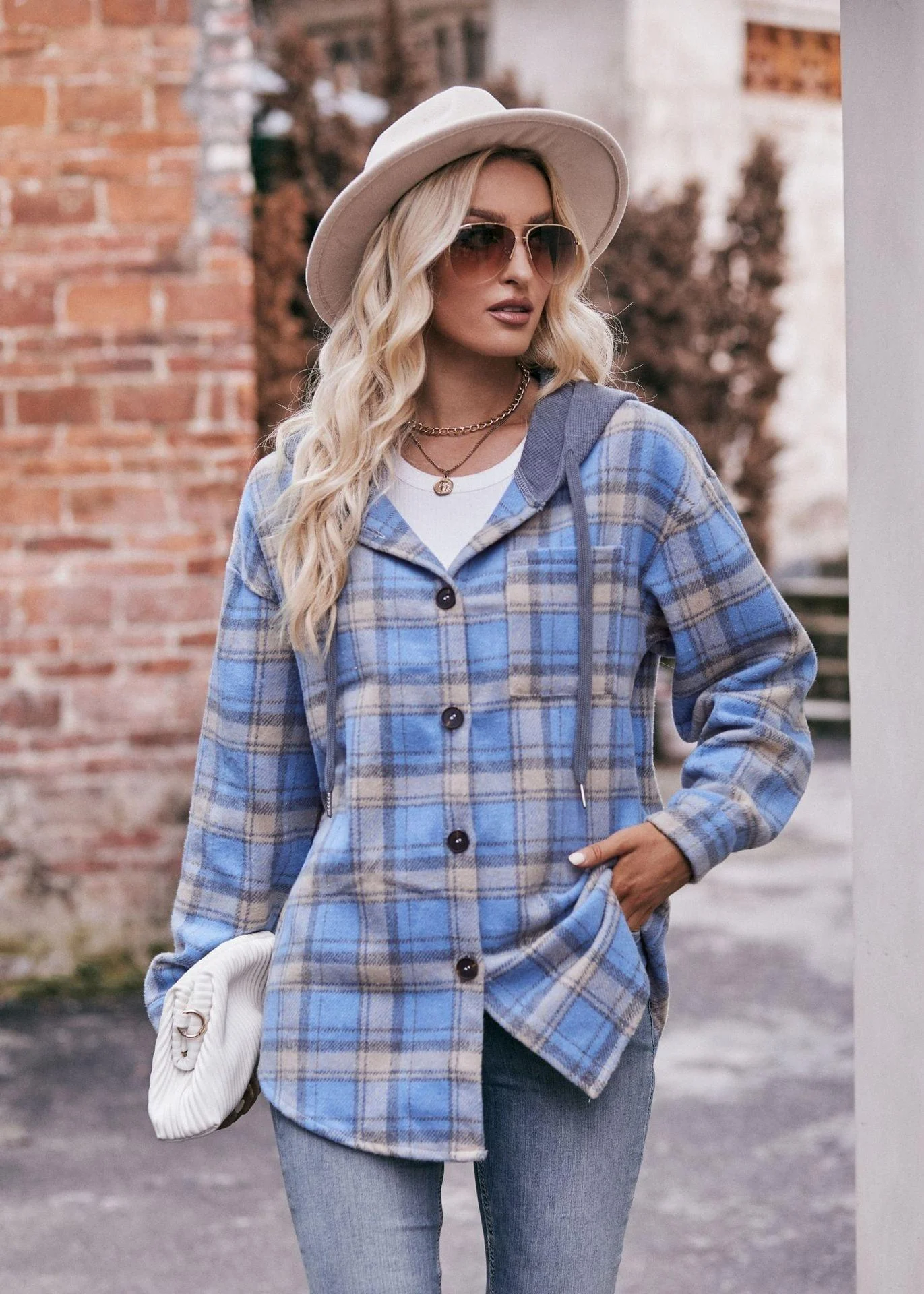 Lilou Plaid Hooded Shacket - Glova