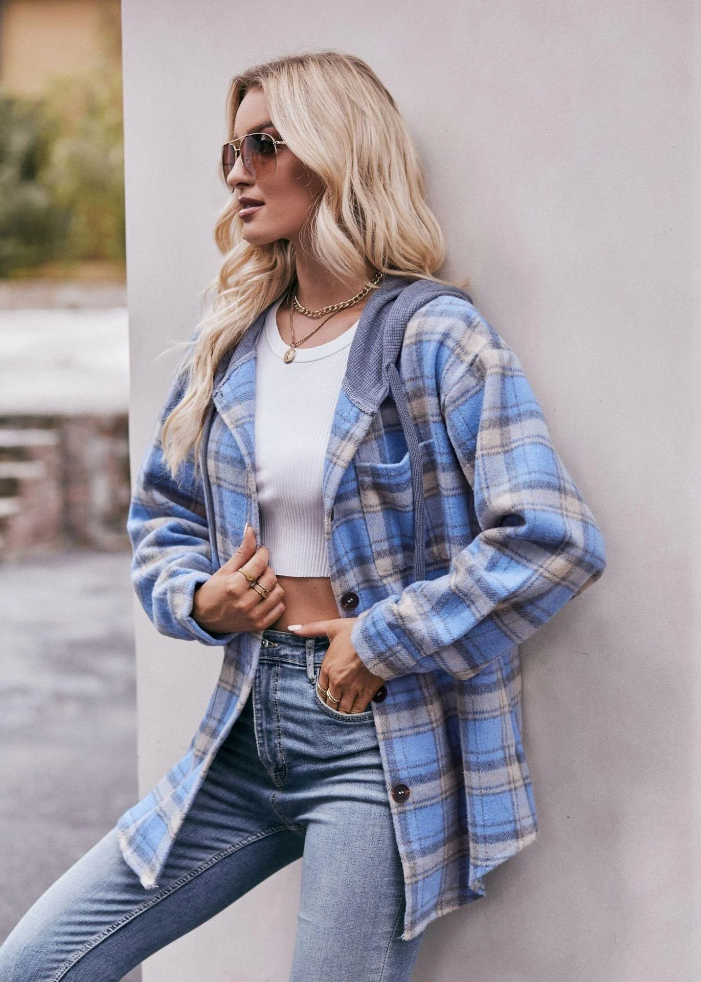 Lilou Plaid Hooded Shacket - Glova