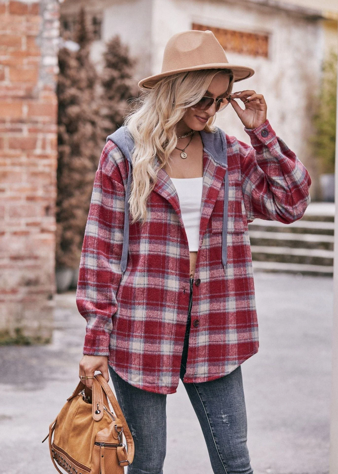 Lilou Plaid Hooded Shacket - Glova