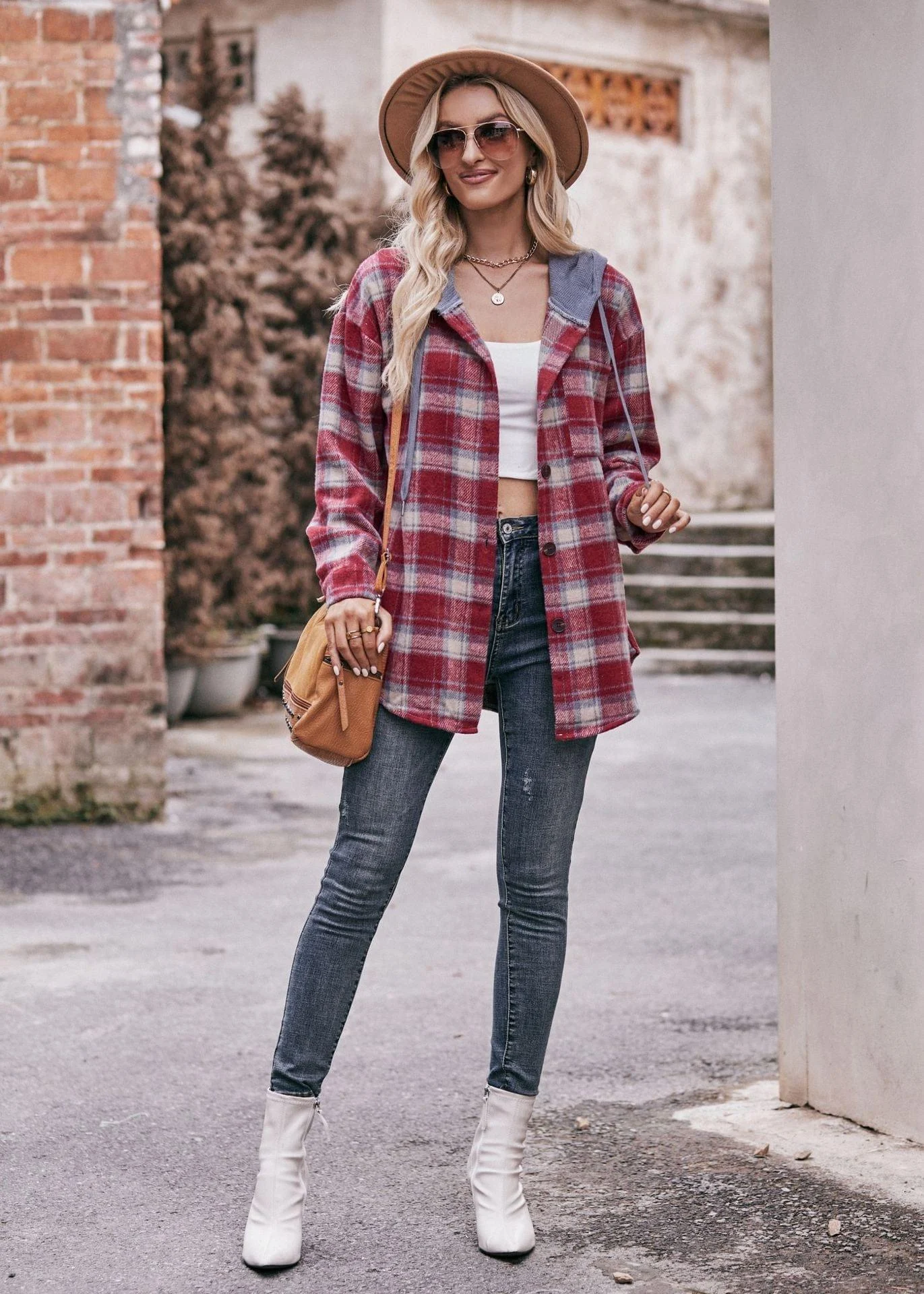 Lilou Plaid Hooded Shacket - Glova