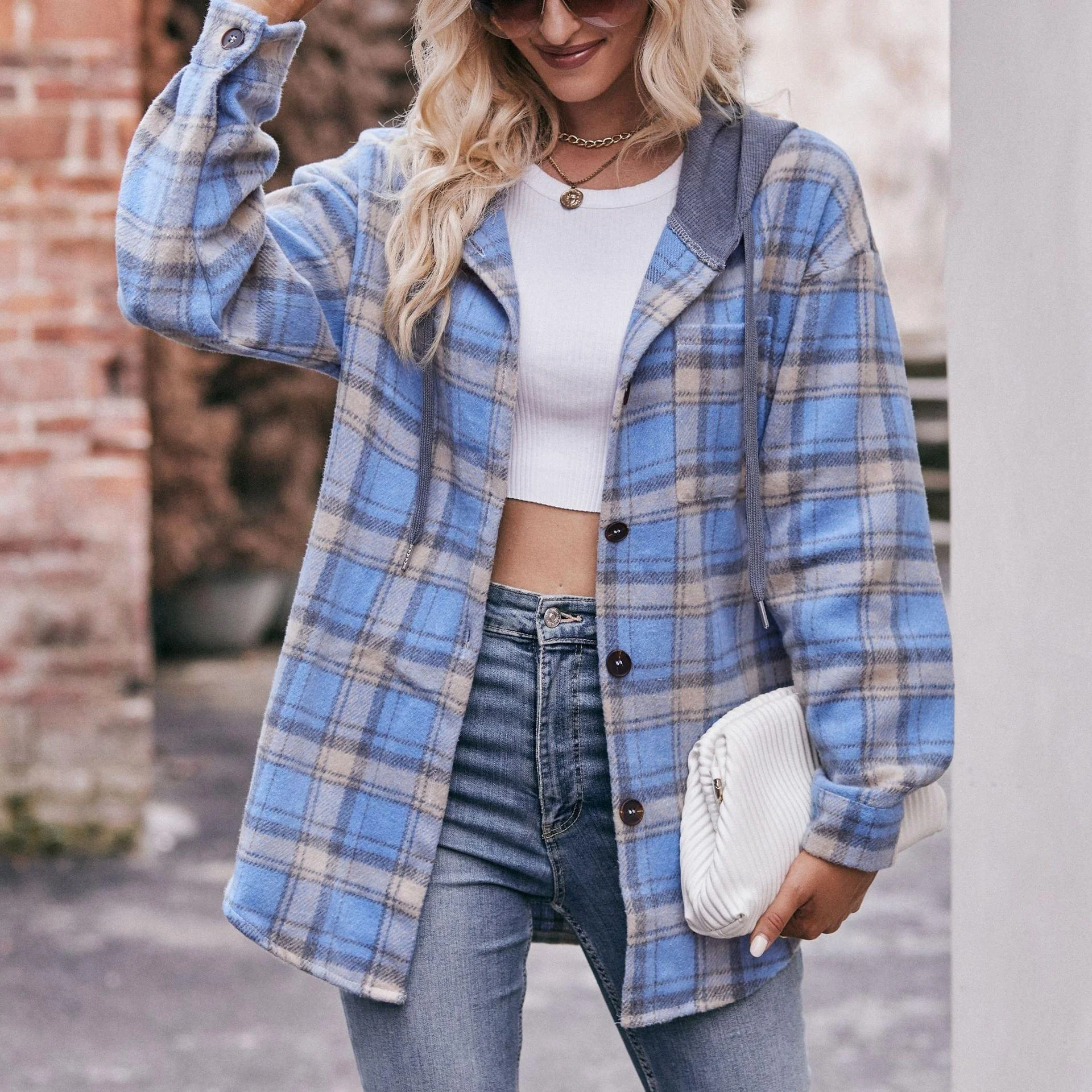 Lilou Plaid Hooded Shacket - Glova