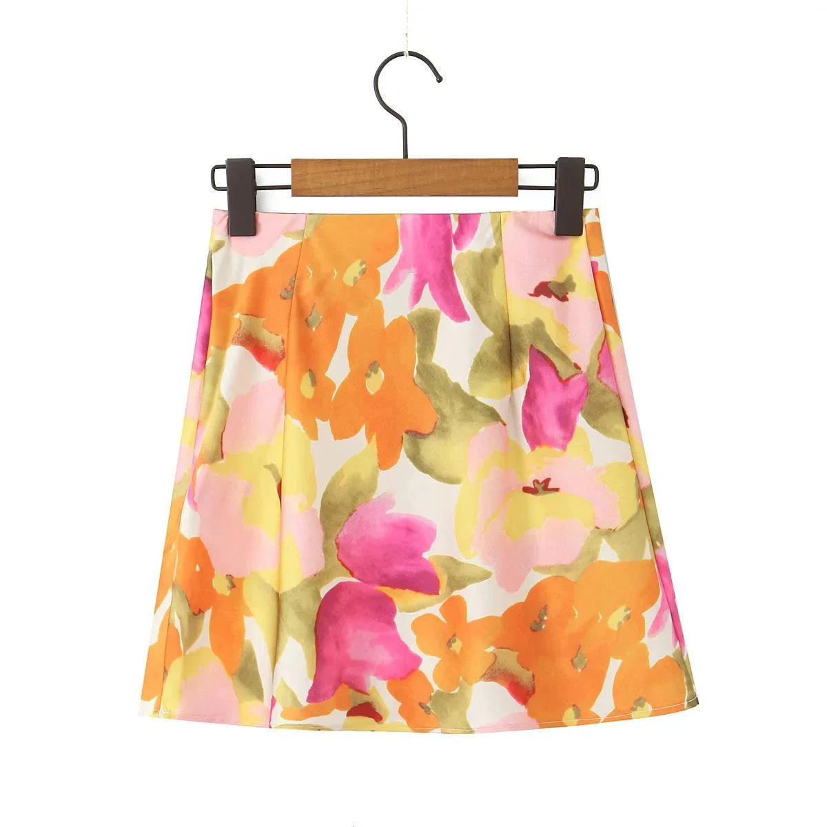 Lily Rose Tie-dye Floral Mini Skirt - Glova