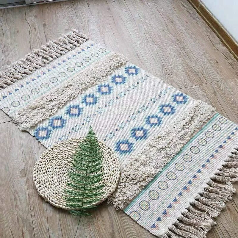 Linen Carpet with Tassels (6 designs) - Glova