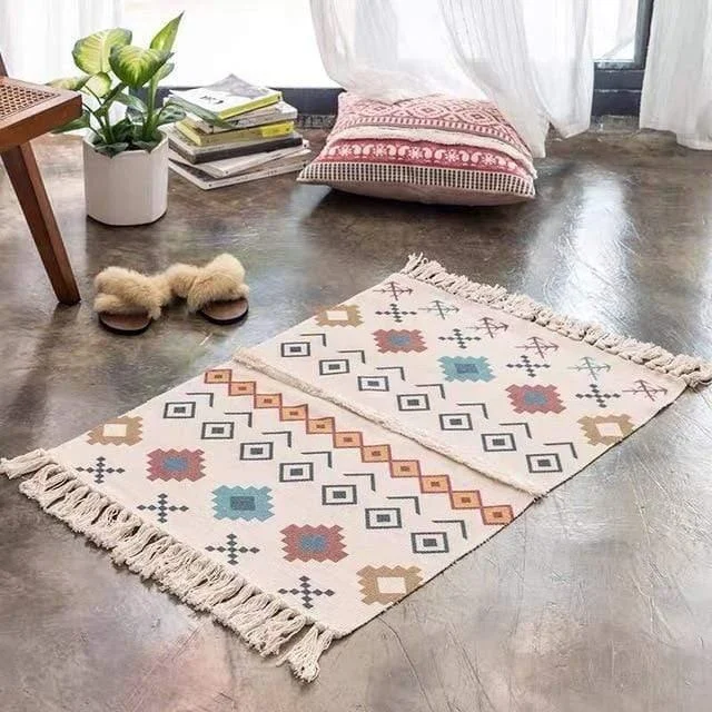 Linen Carpet with Tassels (6 designs) - Glova