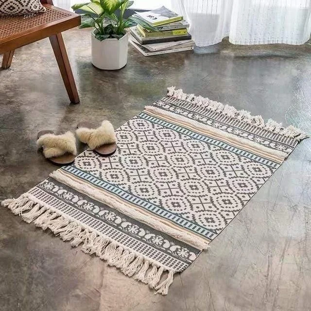 Linen Carpet with Tassels (6 designs) - Glova