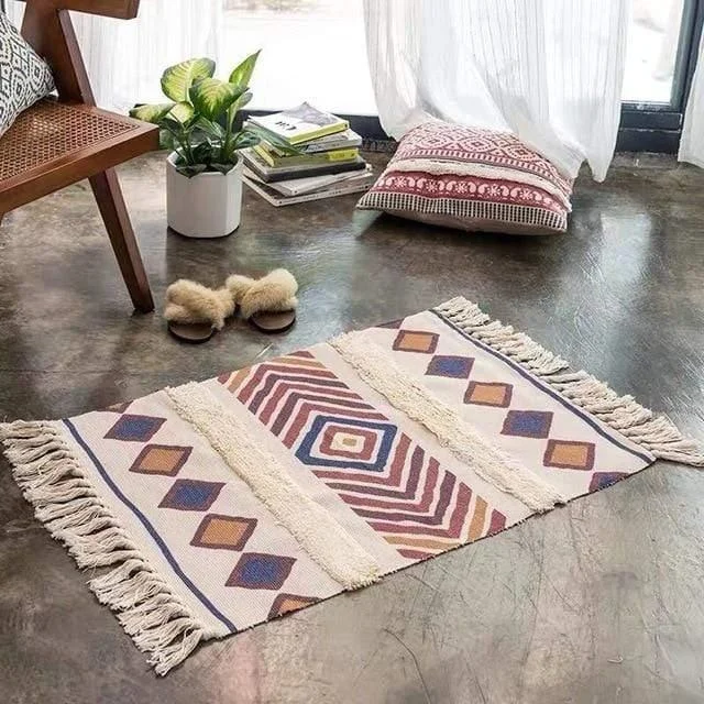 Linen Carpet with Tassels (6 designs) - Glova