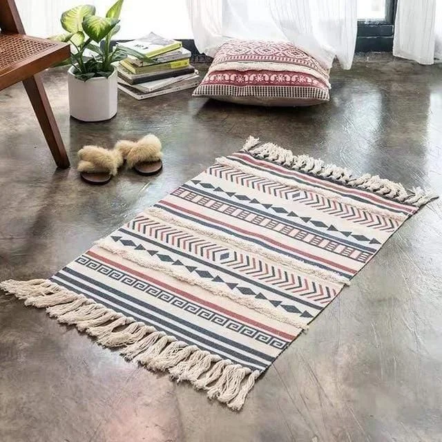 Linen Carpet with Tassels (6 designs) - Glova