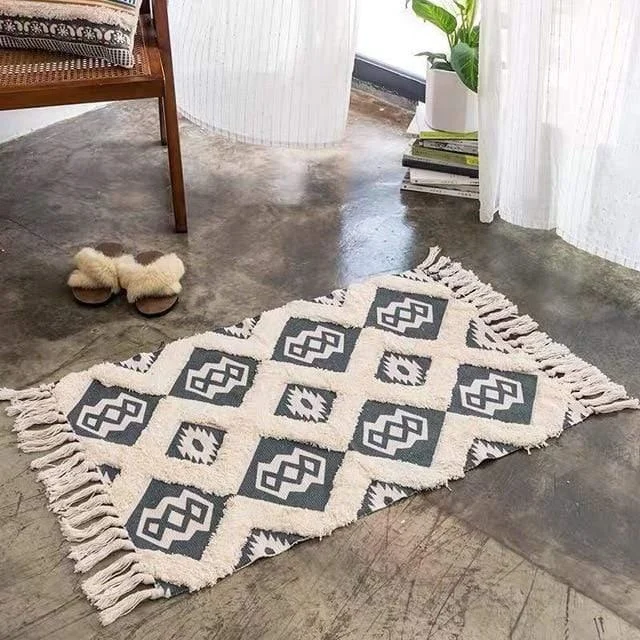 Linen Carpet with Tassels (6 designs) - Glova