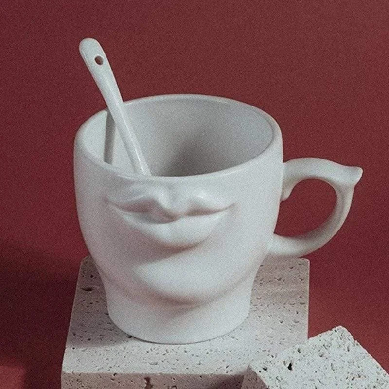 Lips White Ceramic Cup - Glova