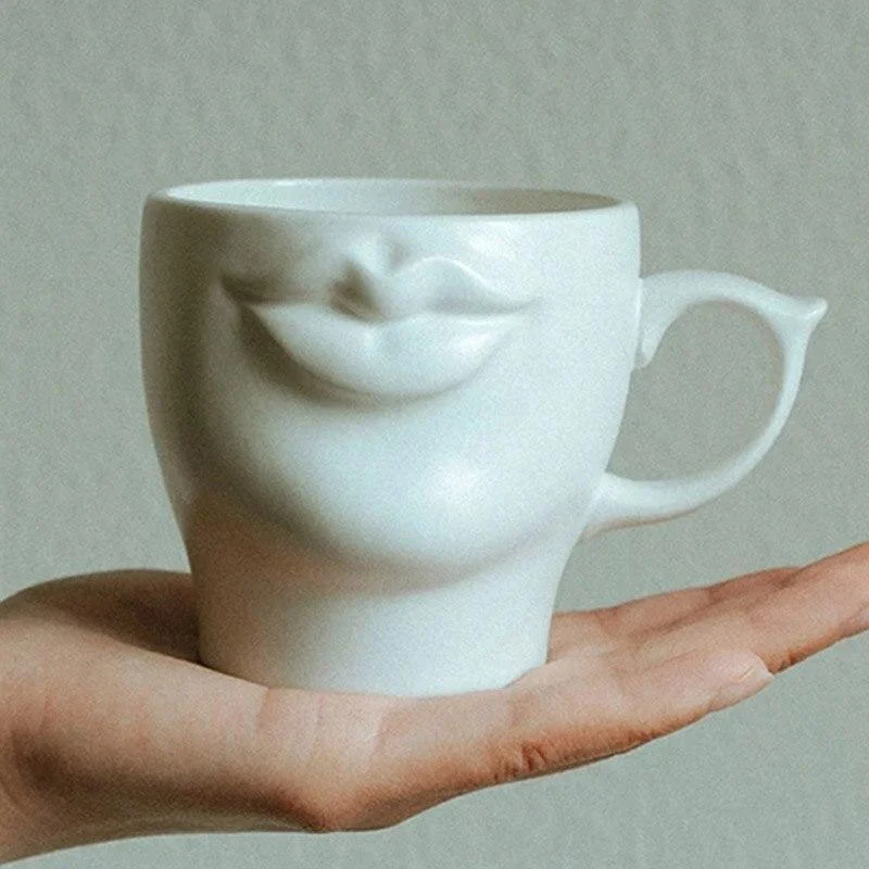 Lips White Ceramic Cup - Glova