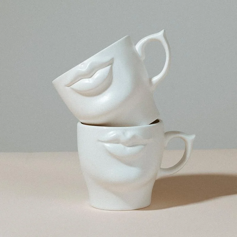 Lips White Ceramic Cup - Glova