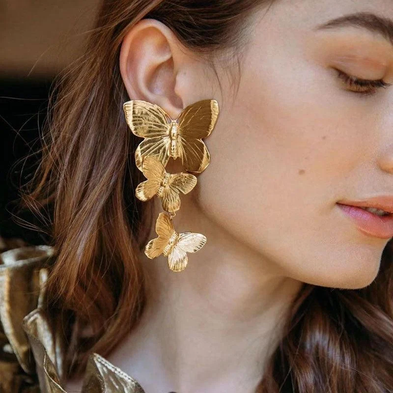 Lissa Butterflies Earrings - Gold or Silver - Glova