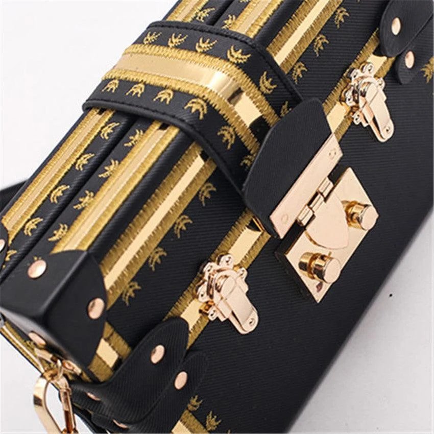 Lock & Embellished Box Clutch Shoulder Bag - 4 Colors - Glova