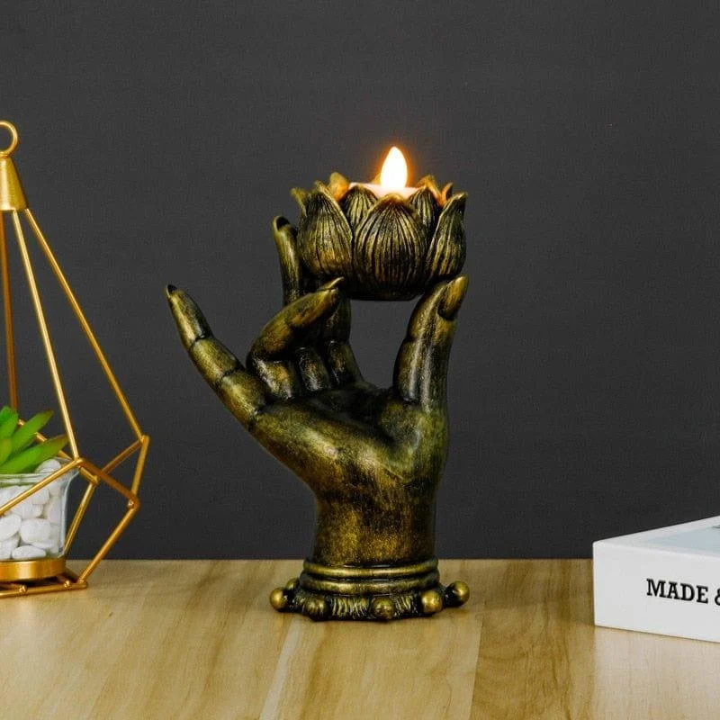 Lotus Buddha Hand Candle Holder - Glova