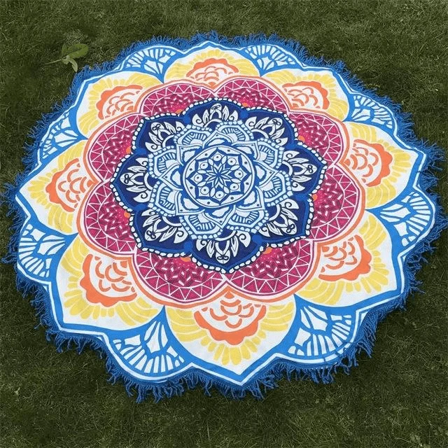 Lotus Mandala Tassel Round Mat - Glova