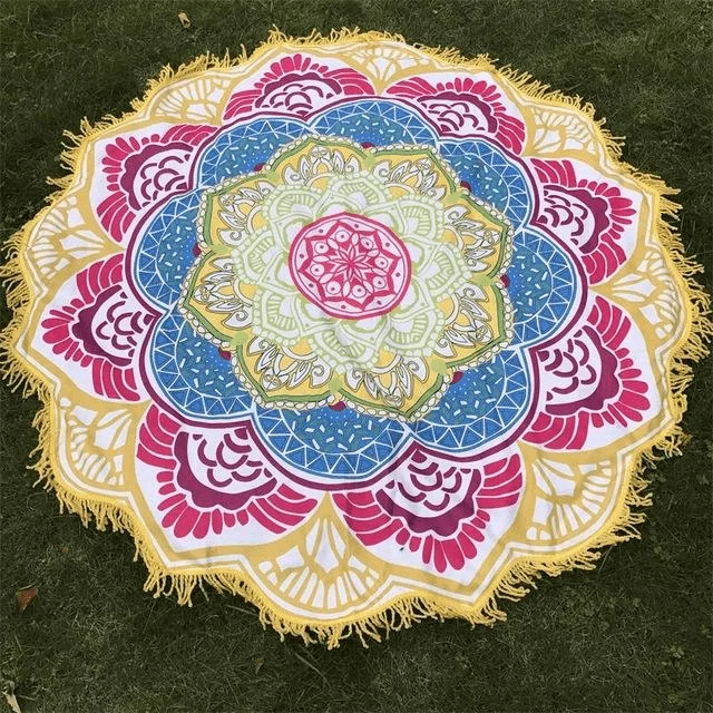 Lotus Mandala Tassel Round Mat - Glova