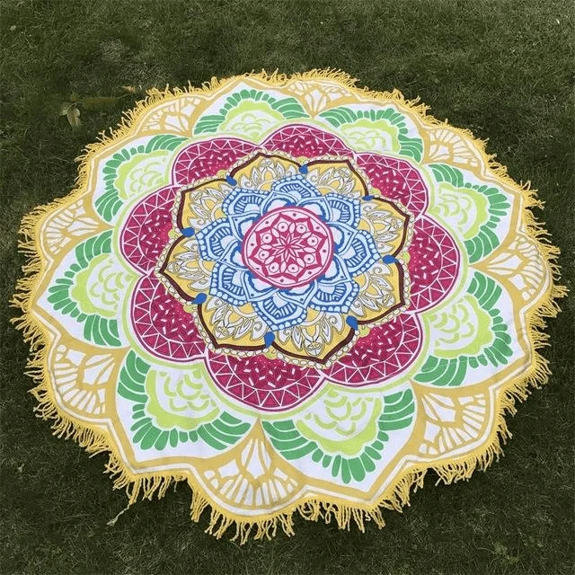 Lotus Mandala Tassel Round Mat - Glova