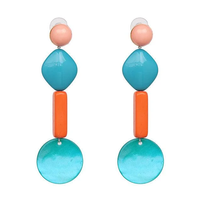 Lucie Acetate Resin Chain Drop Earrings - 6 Colors - Glova