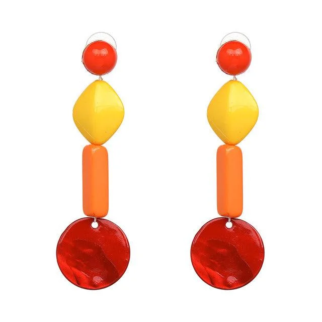 Lucie Acetate Resin Chain Drop Earrings - 6 Colors - Glova