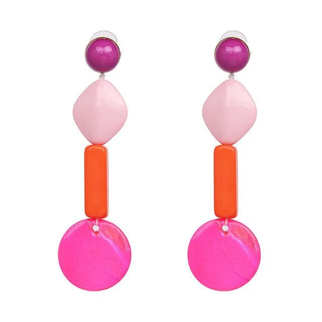 Lucie Acetate Resin Chain Drop Earrings - 6 Colors - Glova