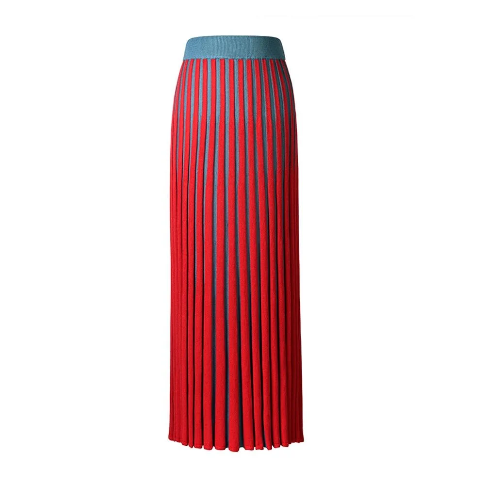 Luena Color Contrast Pleated Knit Skirt - Glova