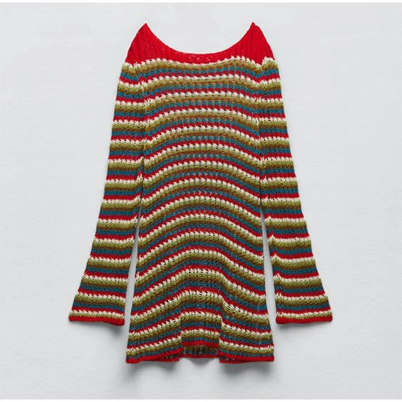 Lumia Zigzag Pattern Crochet Mini Dress - Glova