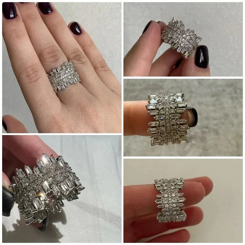 Luxe Cubic Zirconia Icicle Cocktail Ring - Glova