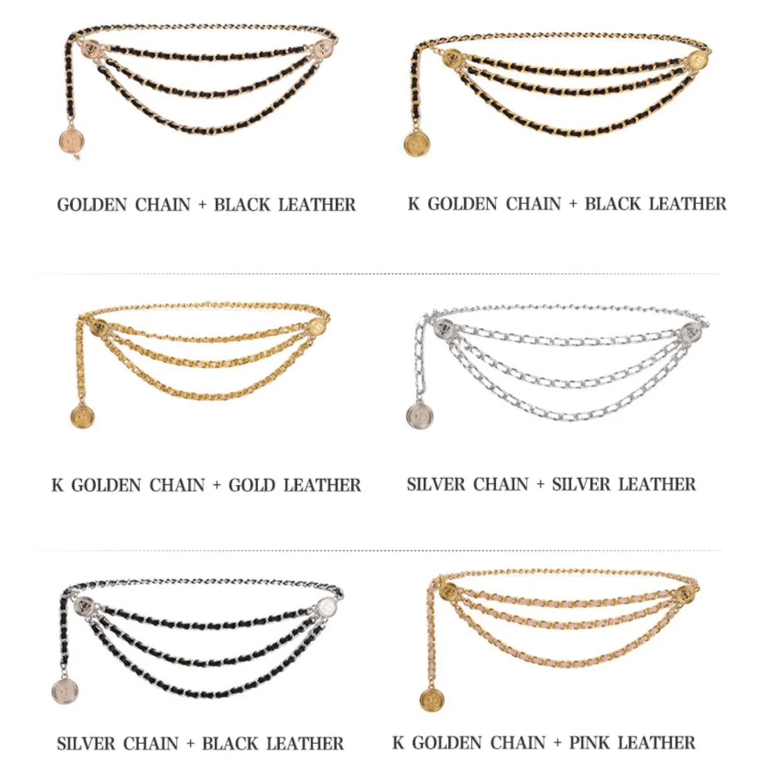 Luxe Leather Braided Multi Chain Belts - Glova