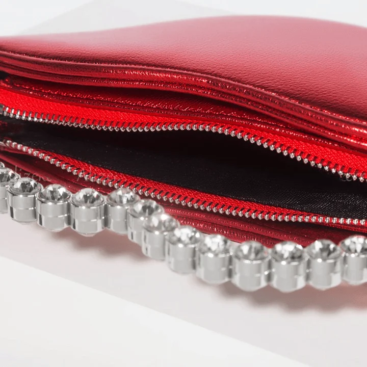 Luxe Lip Shaped Rhinestone Evening Clutch Bag - Glova