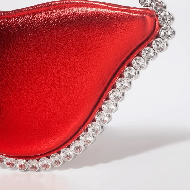 Luxe Lip Shaped Rhinestone Evening Clutch Bag - Glova