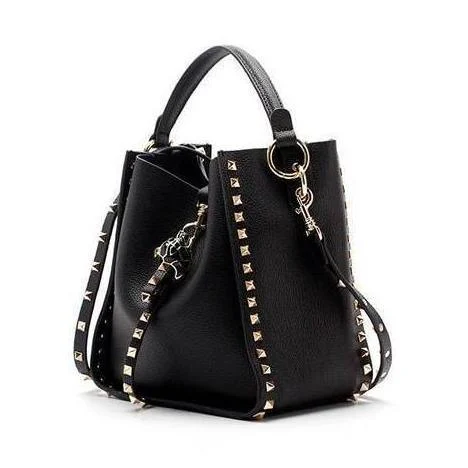 Luxe Riveted Leopard Head Lock Leather Bucket Bag - 7 Colors - Glova