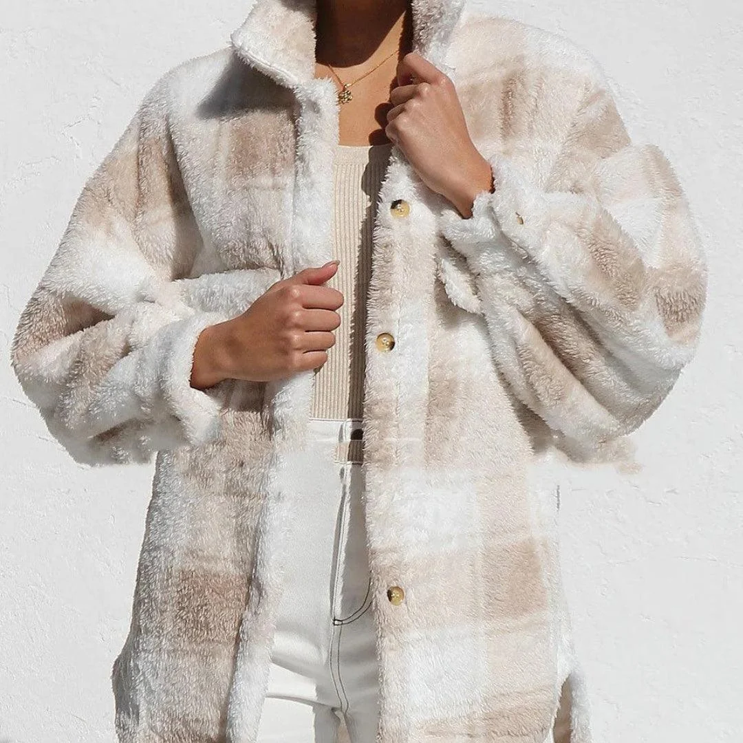 Mabel Plaid Teddy Jacket - Glova