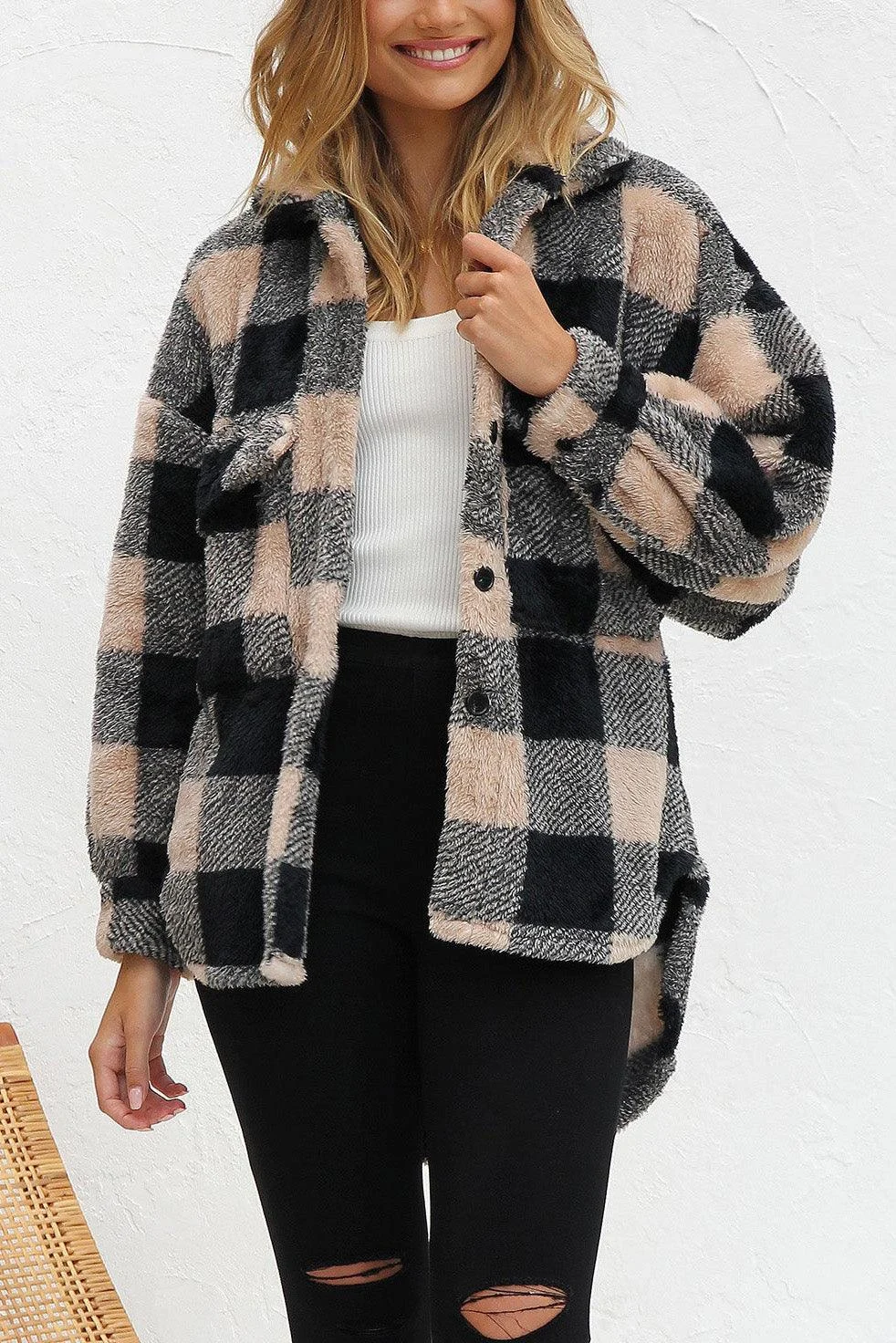 Mabel Plaid Teddy Jacket - Glova