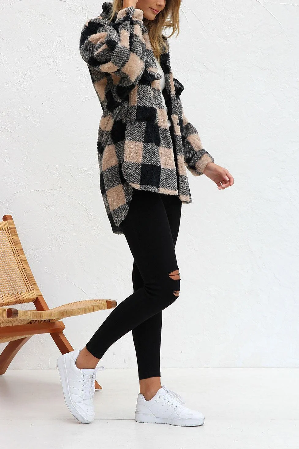 Mabel Plaid Teddy Jacket - Glova