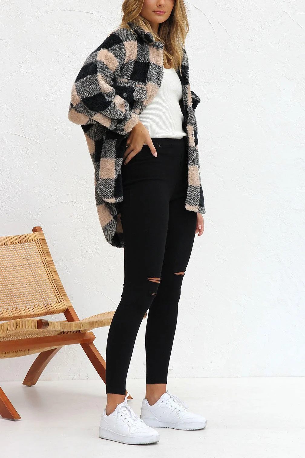 Mabel Plaid Teddy Jacket - Glova