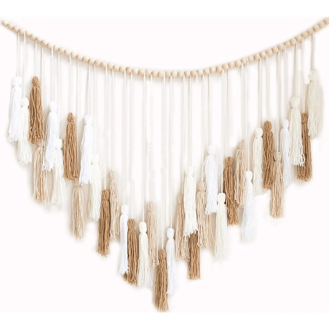 Macramé Wall Deco With Wood Beads - Glova