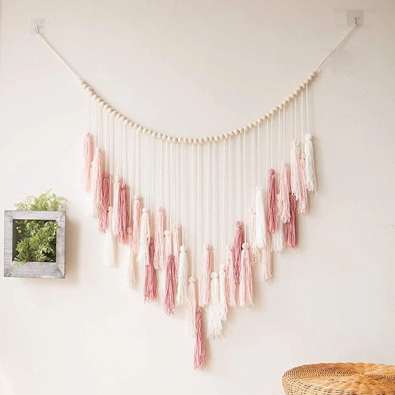 Macramé Wall Deco With Wood Beads - Glova