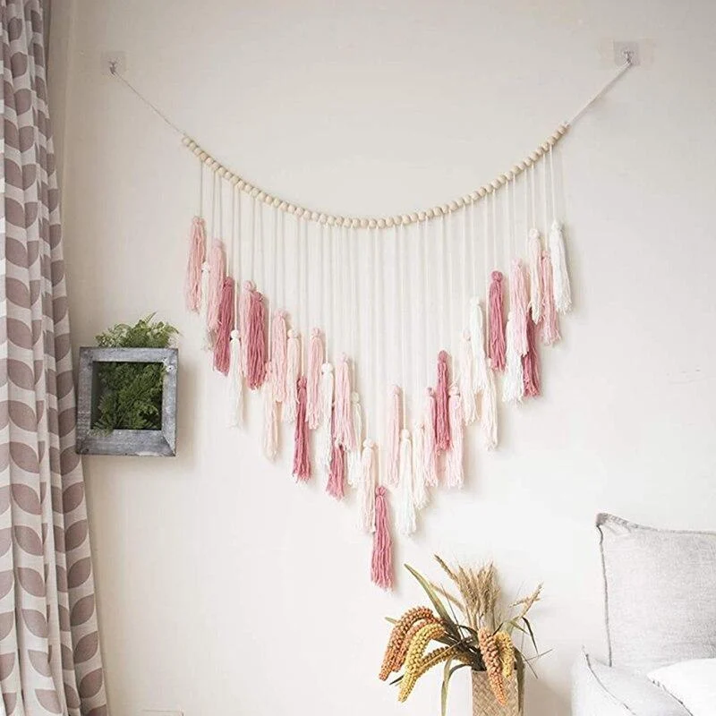 Macramé Wall Deco With Wood Beads - Glova