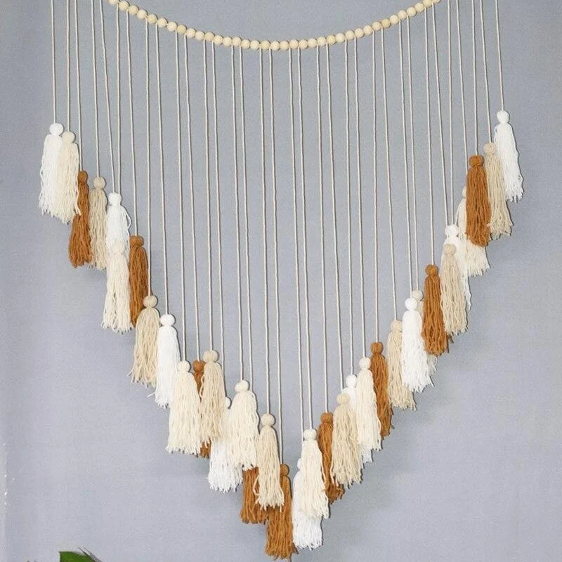 Macramé Wall Deco With Wood Beads - Glova