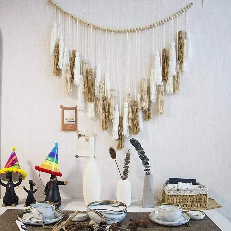 Macramé Wall Deco With Wood Beads - Glova